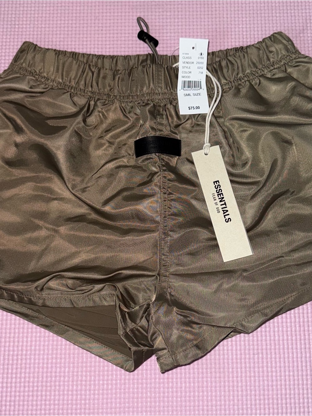 Fear of God ESSENTIALS Wood Satin Athletic Shorts
